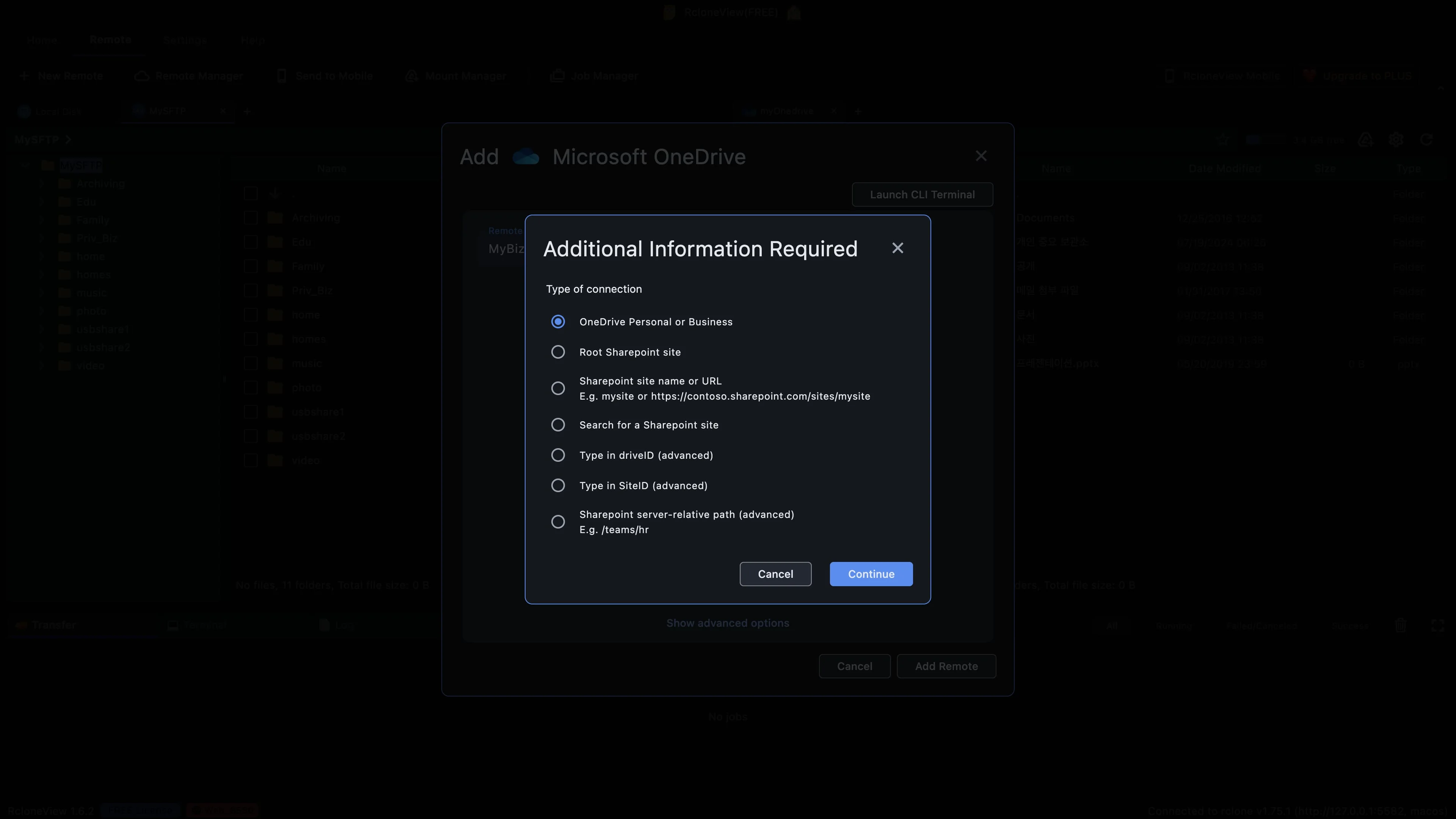 Step 6: Keep this option to connect your own OneDrive files.