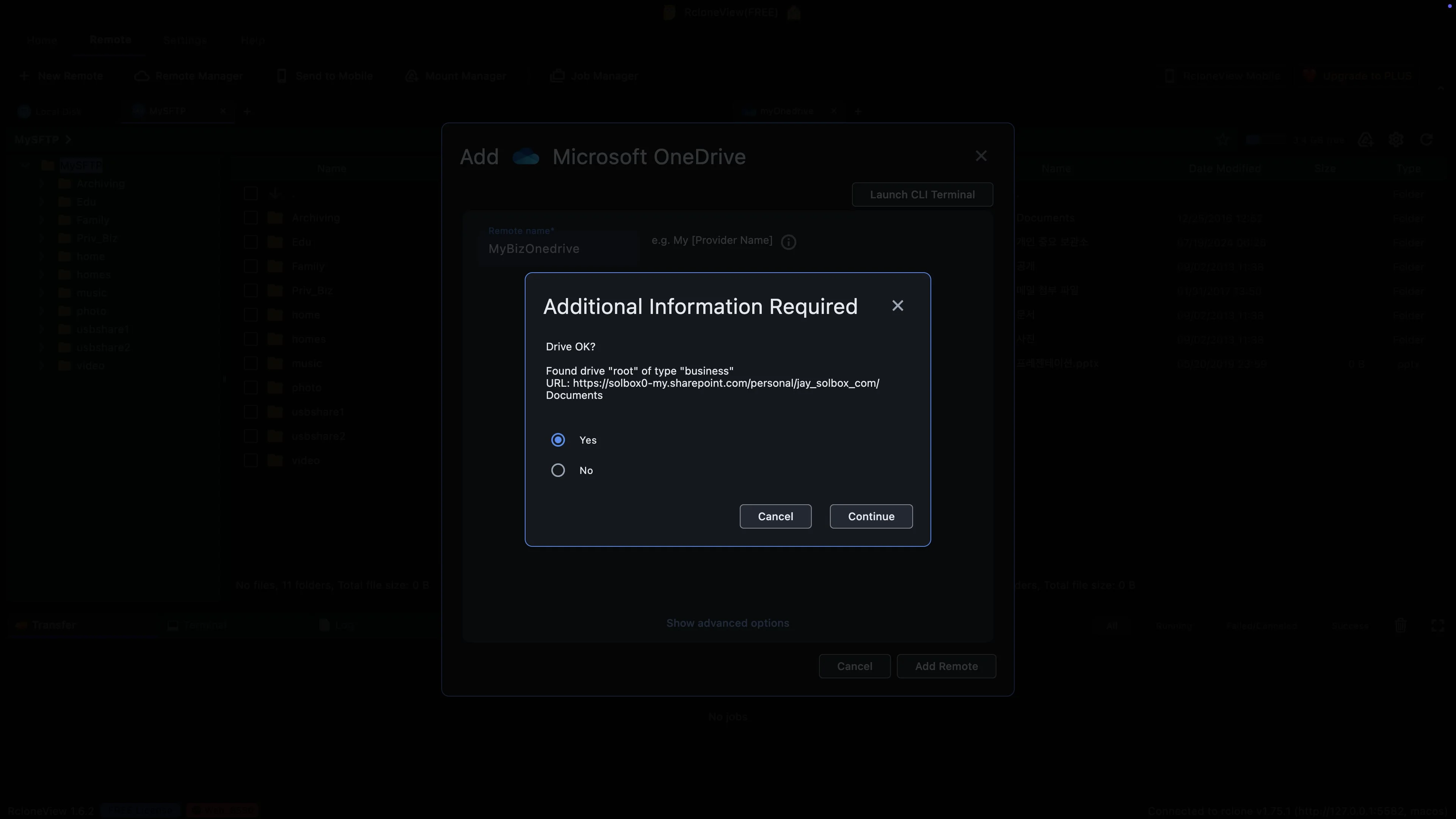 Step 10: A SharePoint address is normal here. Work OneDrive runs on SharePoint.