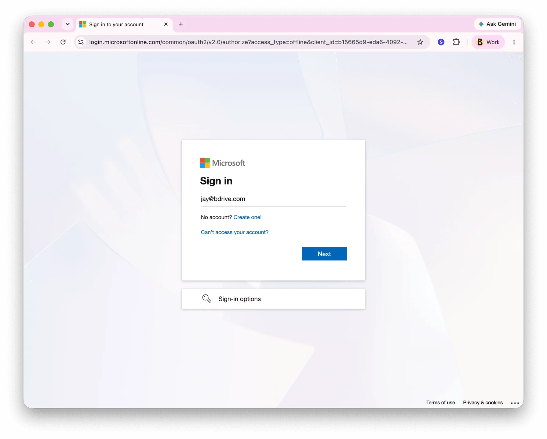 Schritt 10: Melden Sie sich mit dem Arbeitskonto an, mit dem Sie die Teamwebsite öffnen können.
