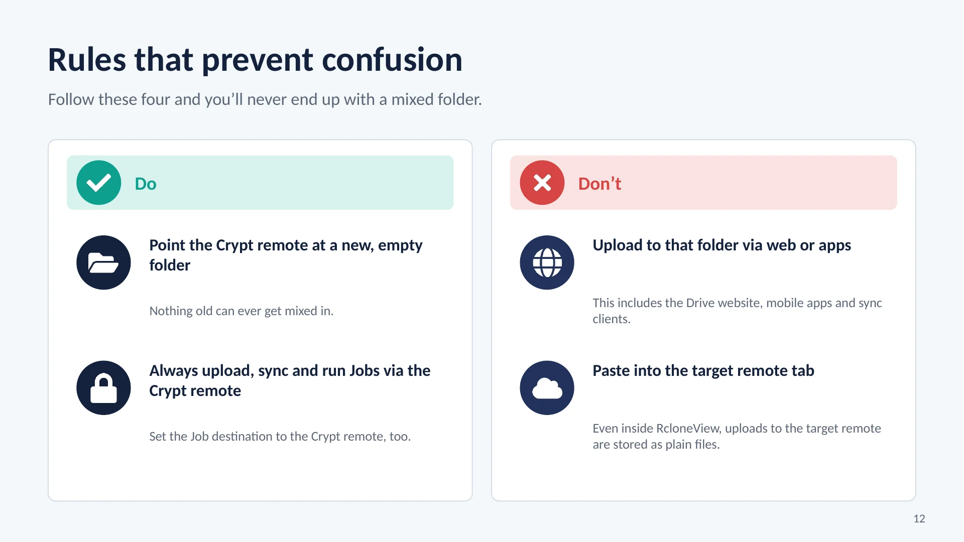 Schritt 12: Um Ordnerkonflikte vollständig zu vermeiden, befolgen Sie vier einfache Regeln: Legen Sie für den Crypt-Remote-Server einen neuen, leeren Ordner fest, damit keine alten Dateien hineingelangen.