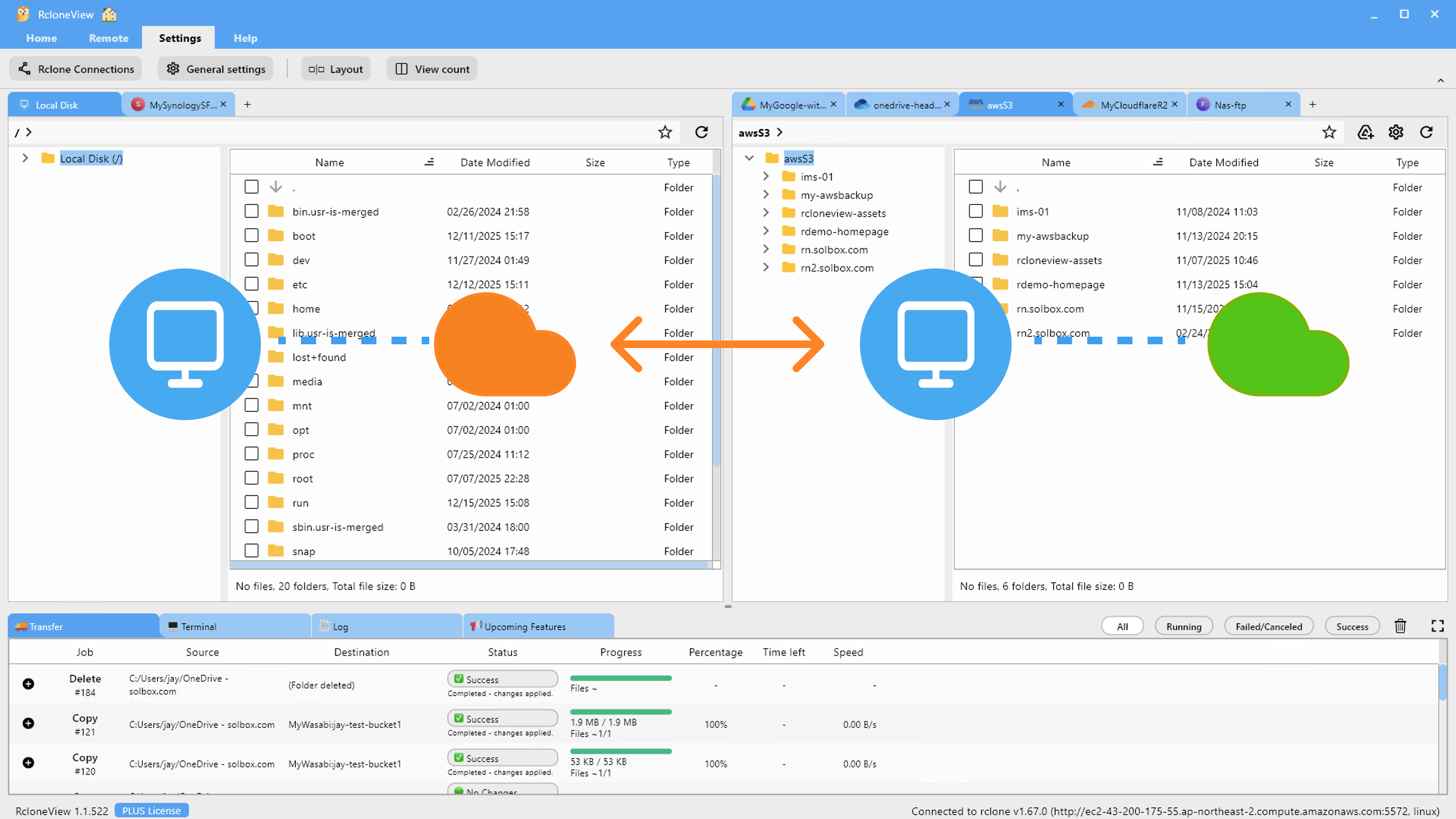 Cloud-to-cloud transfers