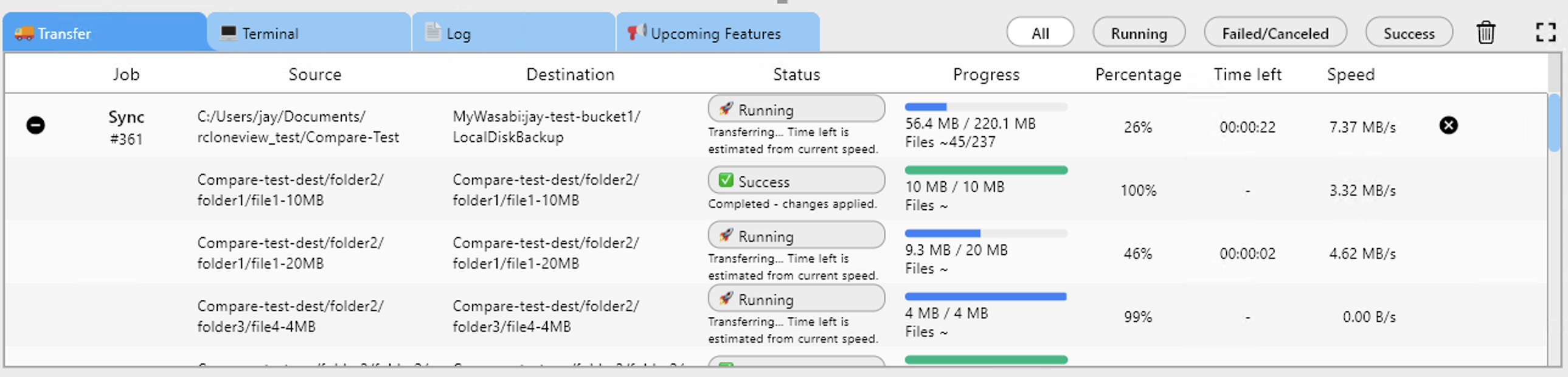 Real-time transfer monitoring