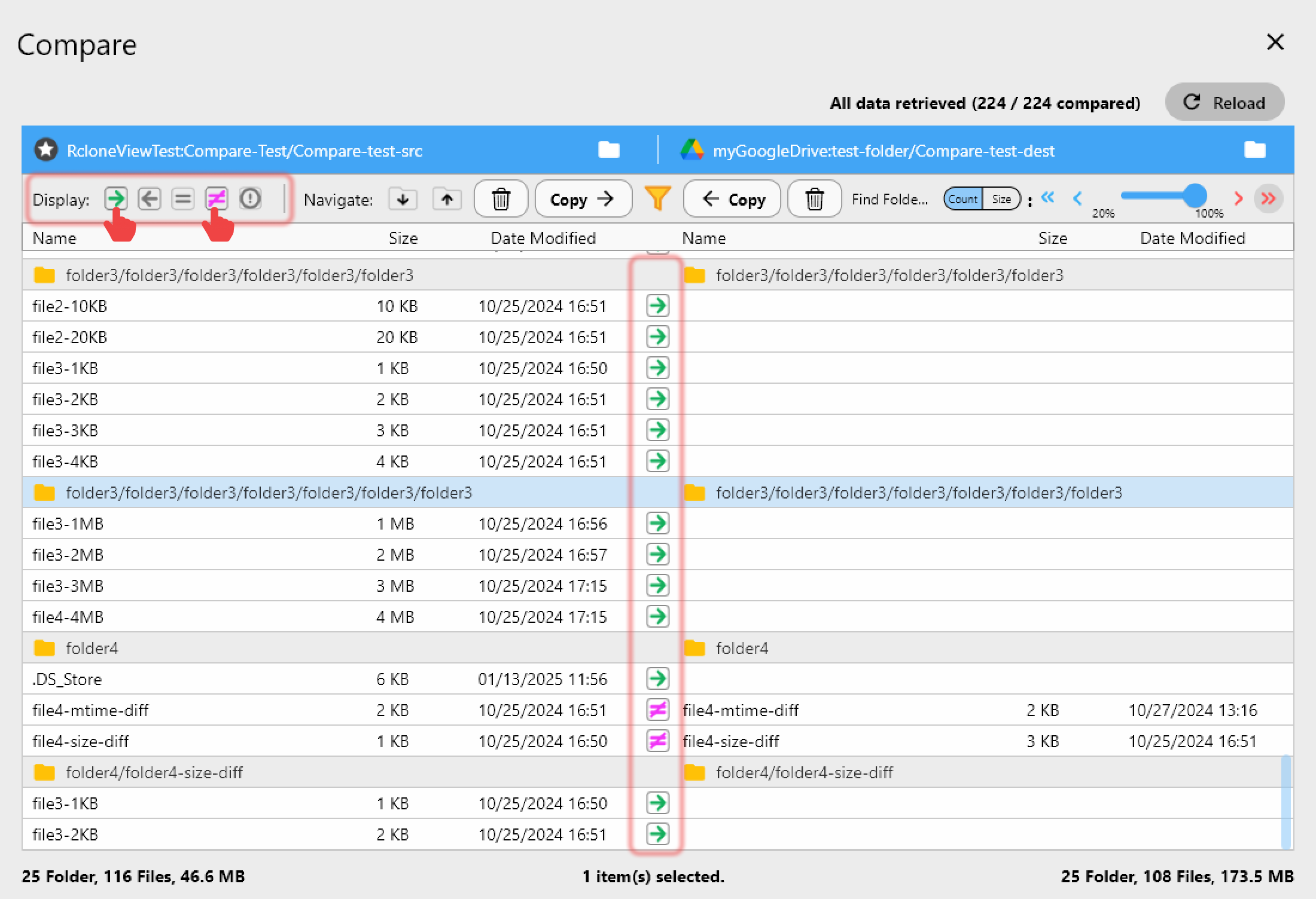 Comparing files and folders