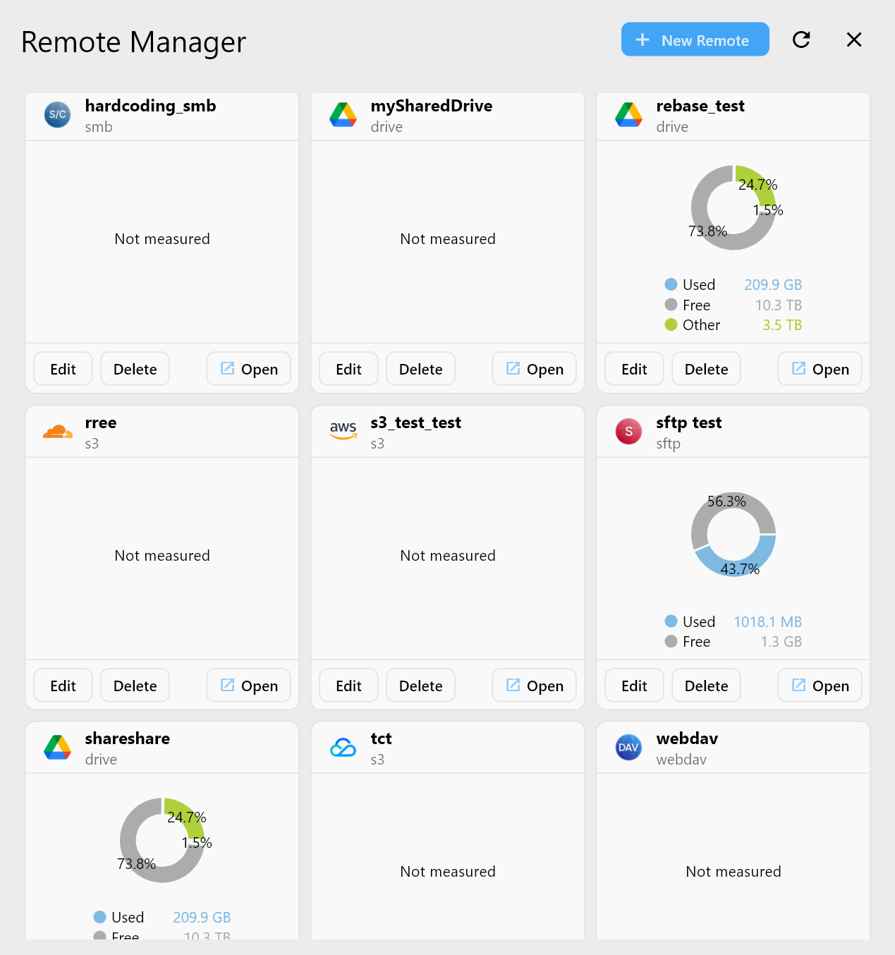 Open multiple cloud remotes in RcloneView