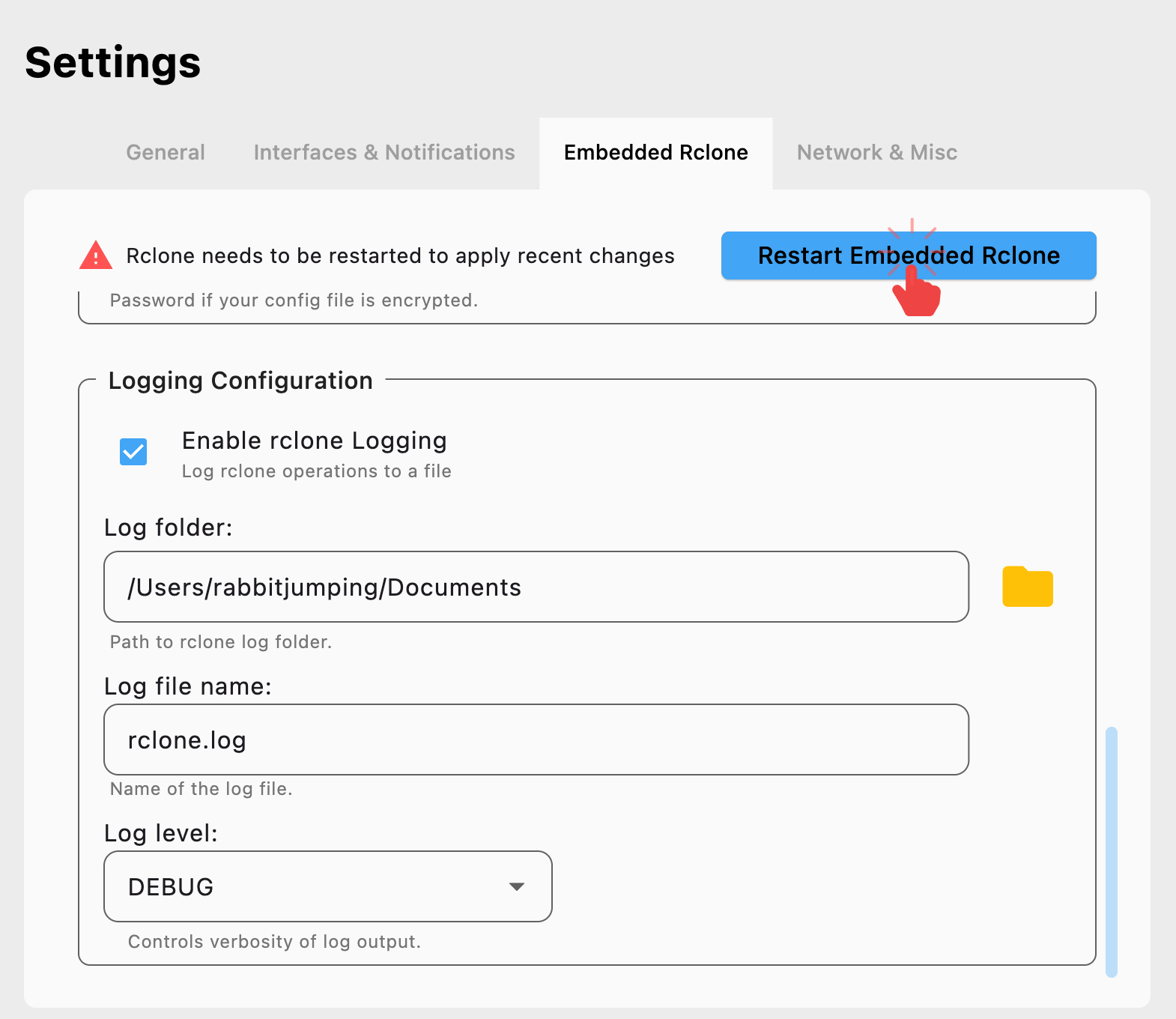 setting for collecting log file