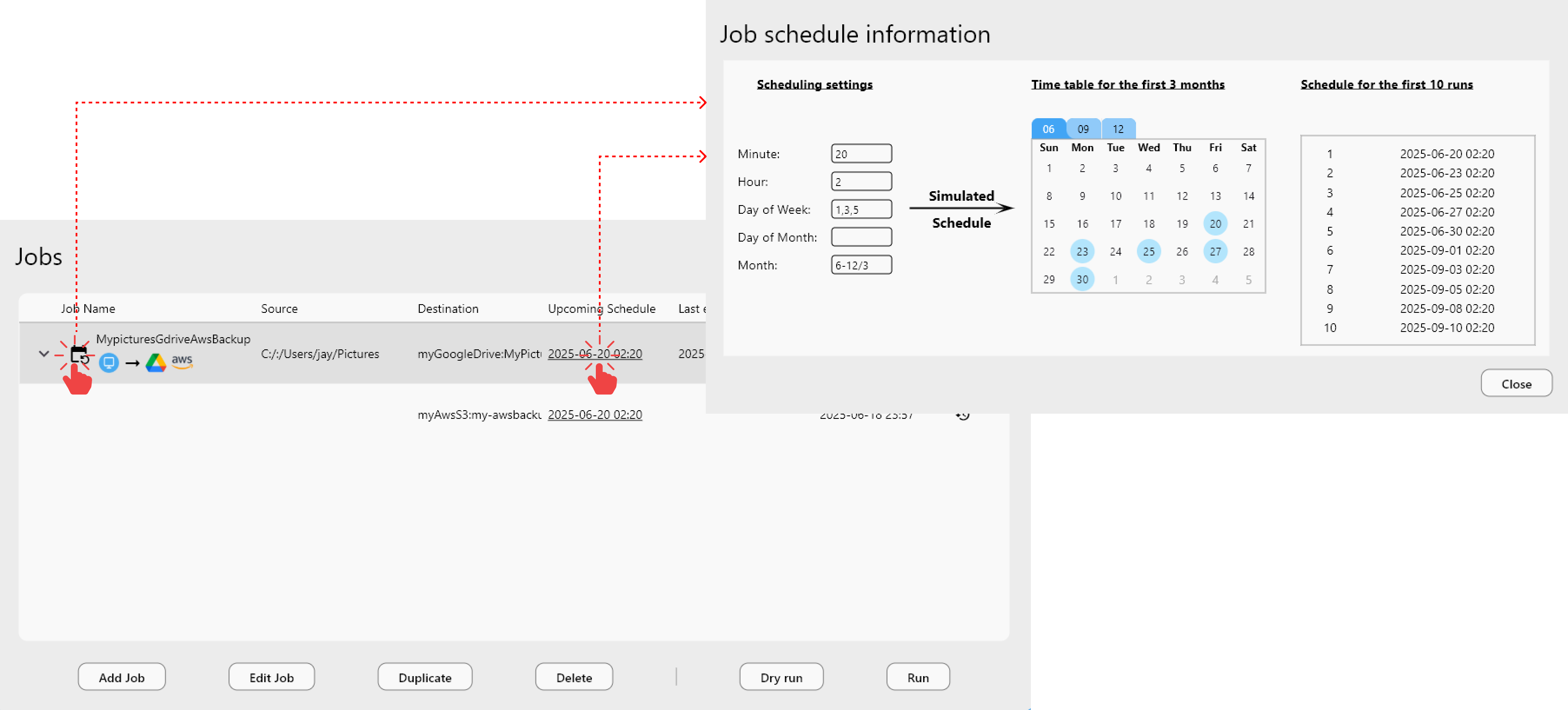 verify job schedule