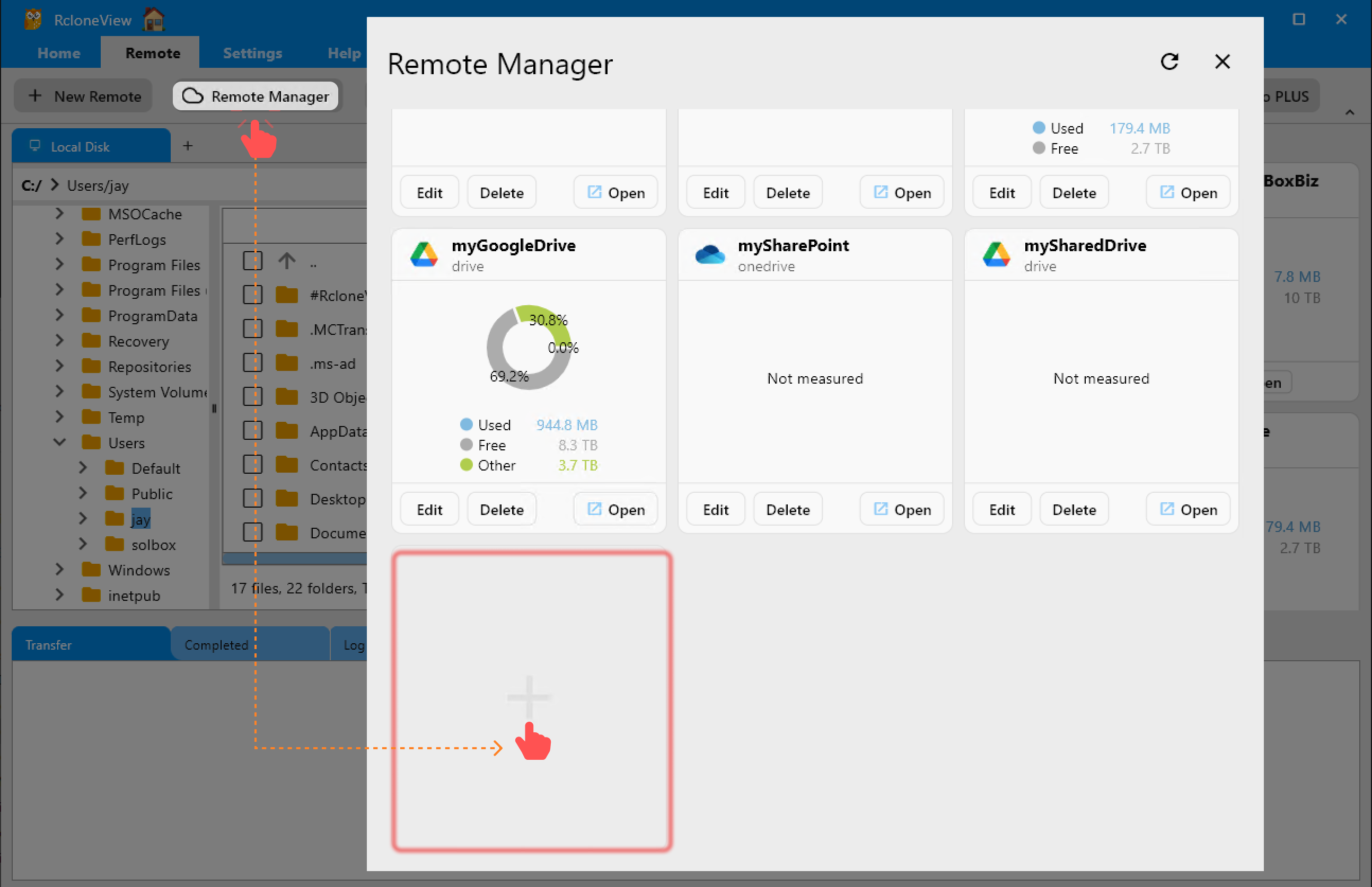 create remote by remote manager