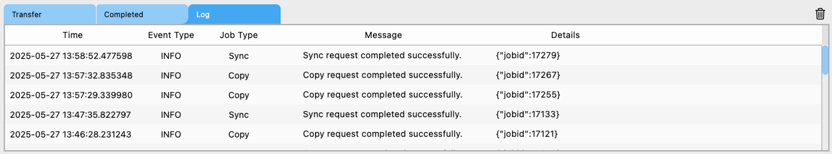log tab