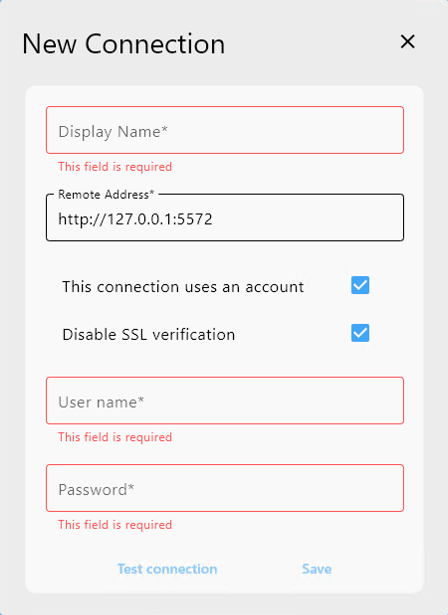 new connection form