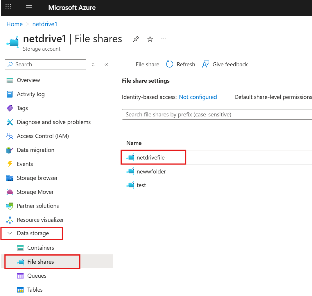 get azure storage share name
