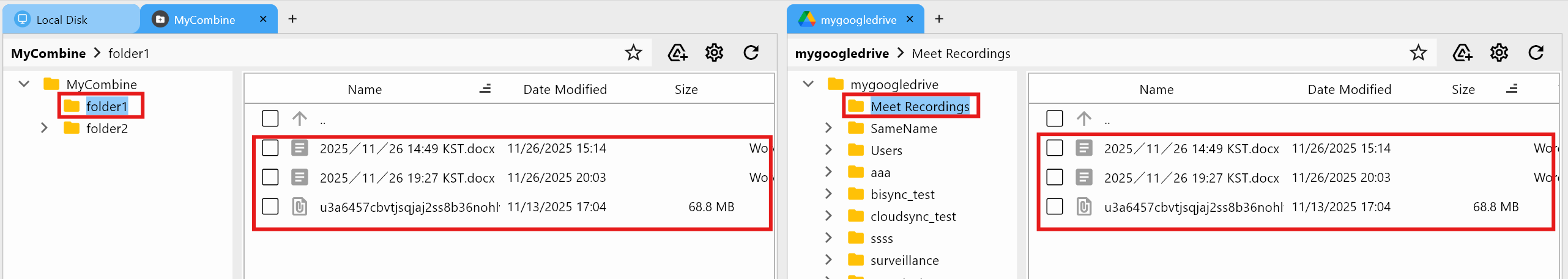 combine check folder google drive