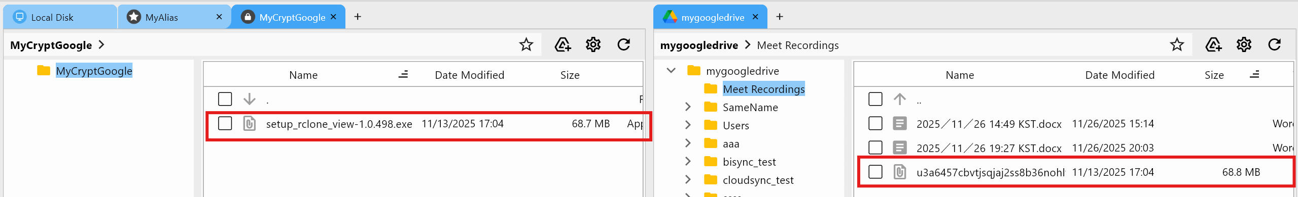 crypt upload file compare
