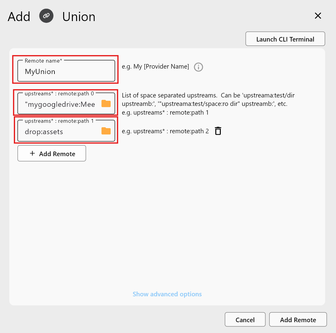 union input window
