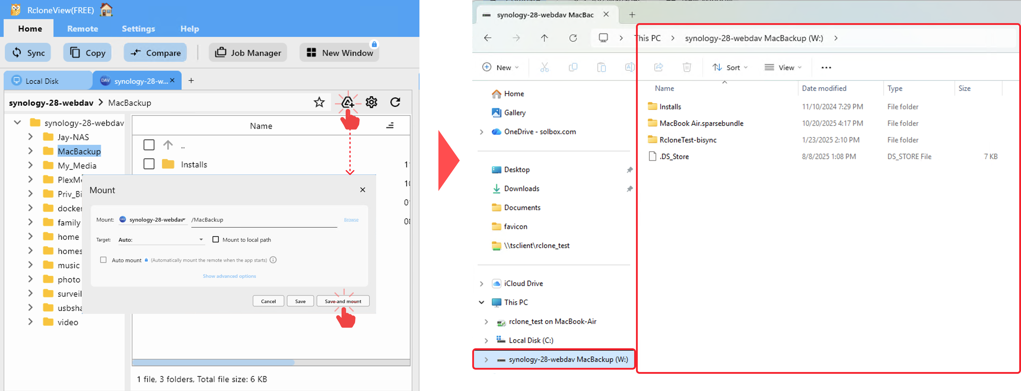 mount synology nas as local drive