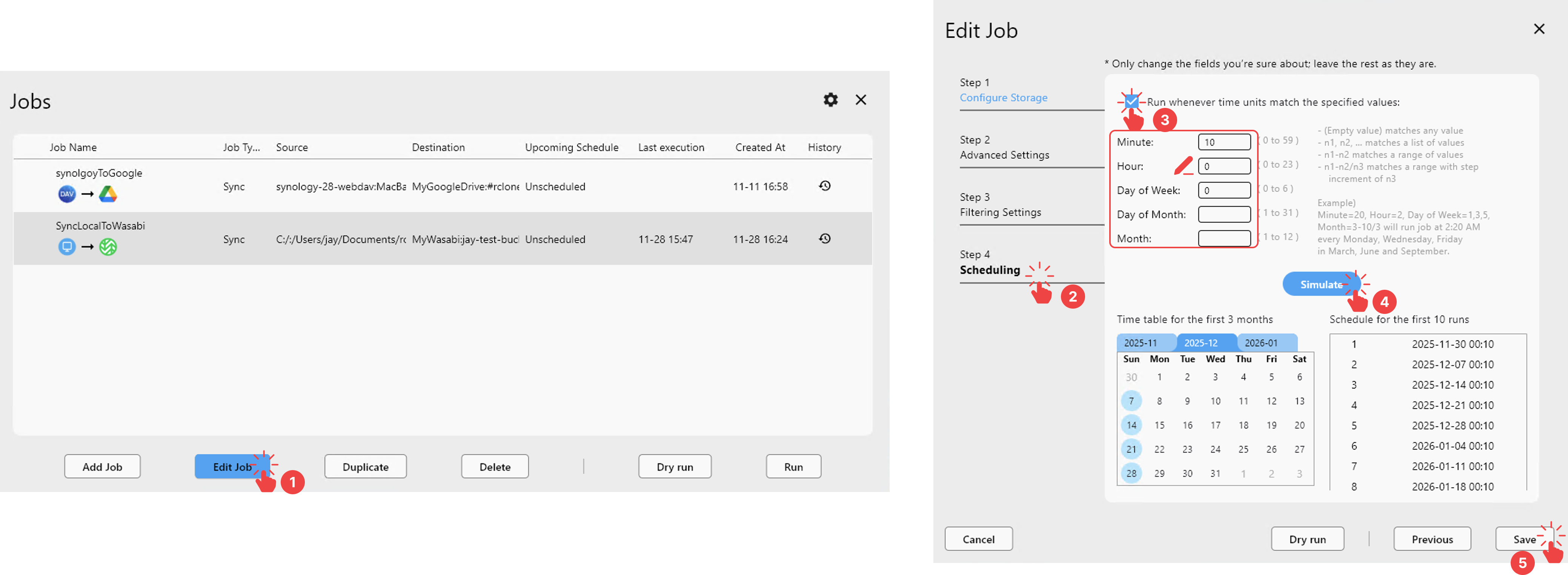 scheule automatic wasabi backup