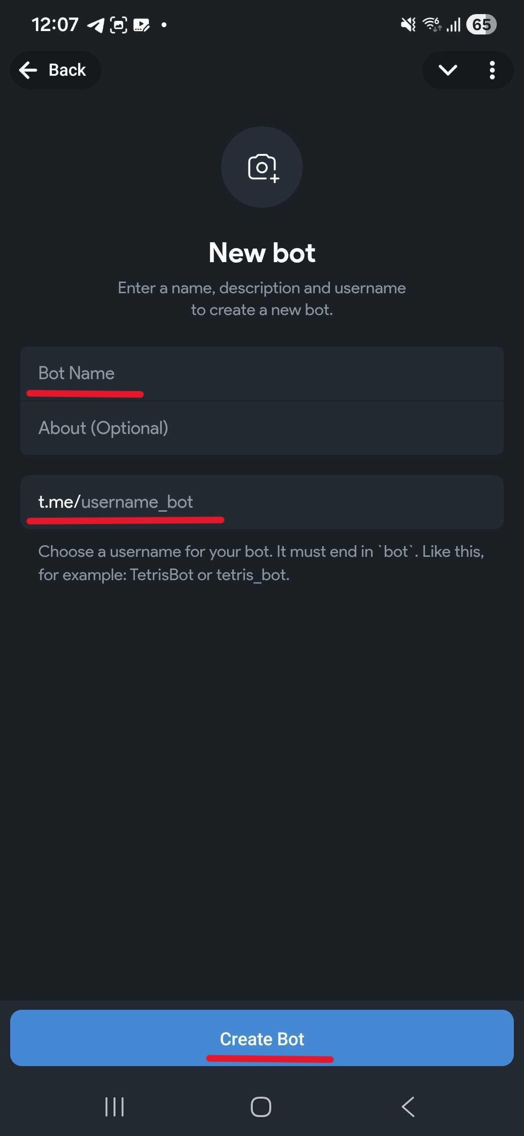 telegram create new bot
