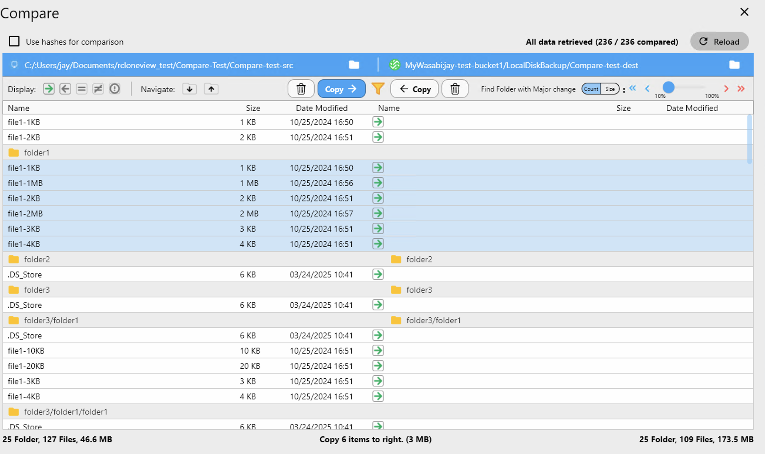 Compare and copy only changes